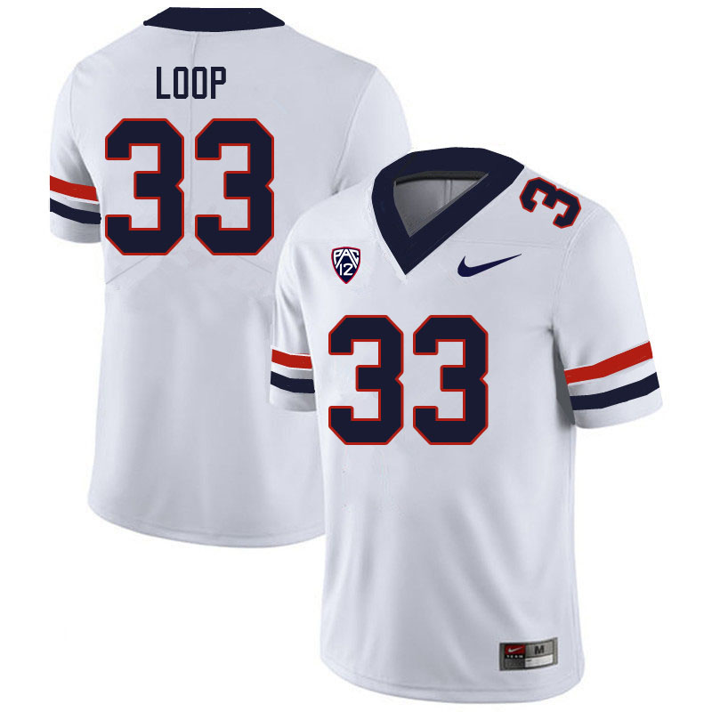 Men #33 Tyler Loop Arizona Wildcats College Football Jerseys Sale-White